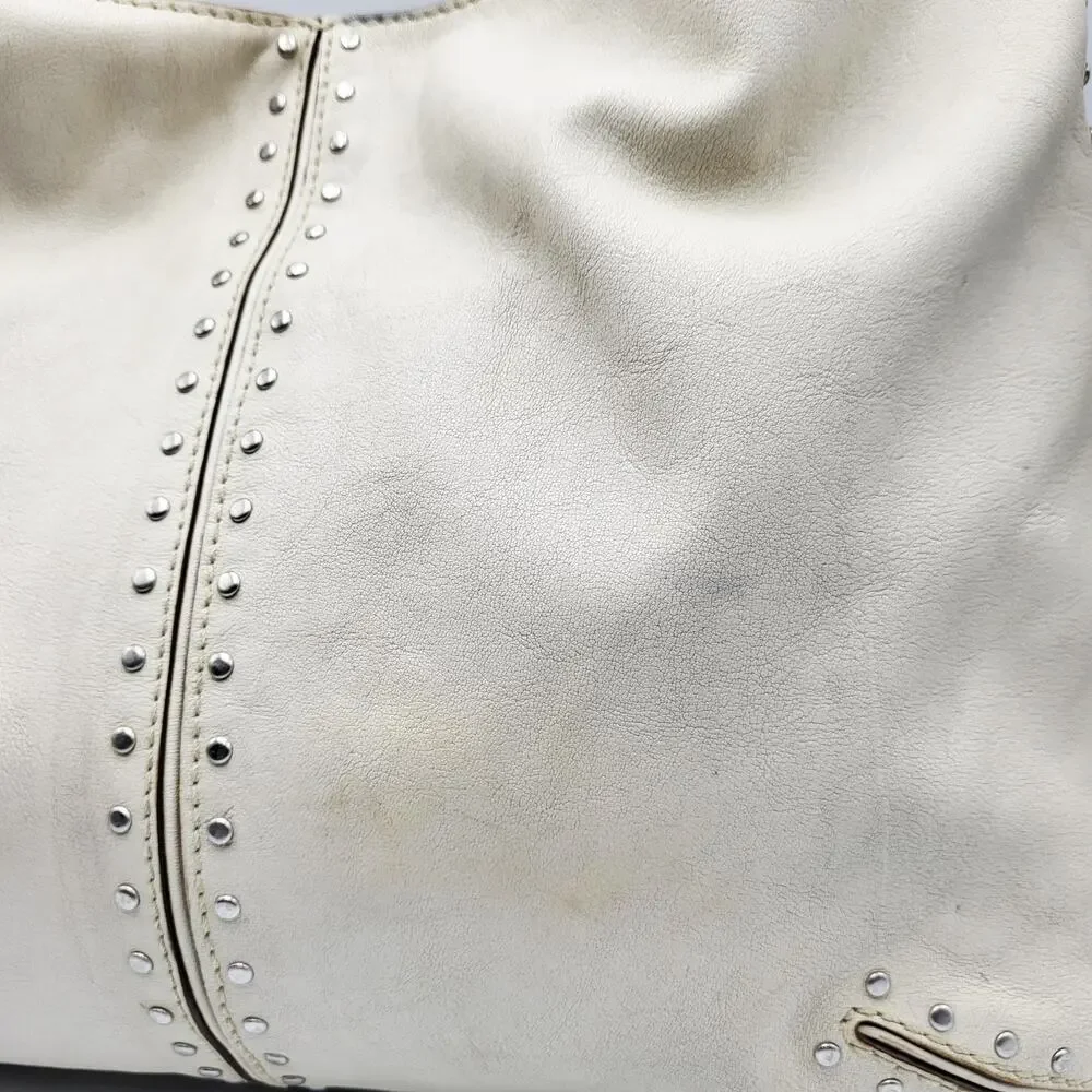 Y2K Michael by Michael Kors Cream Leather Studded Slouch Hobo Shoulder Bag